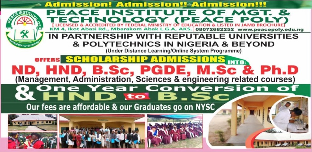 Peace Polytechnic 2024 Admission