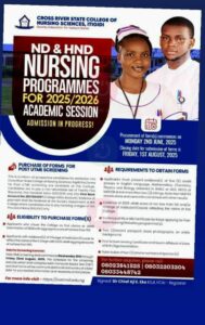 Cross River State College of Nursing Itigidi 2025/2026 Admission Form | Latest Update 
