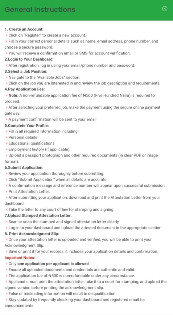 Bauchi State Government Recruitment Portal 2025