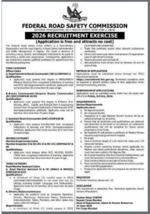 Federal Road Safety Recruitment Portal 2026 | Requirements and How o apply | current 